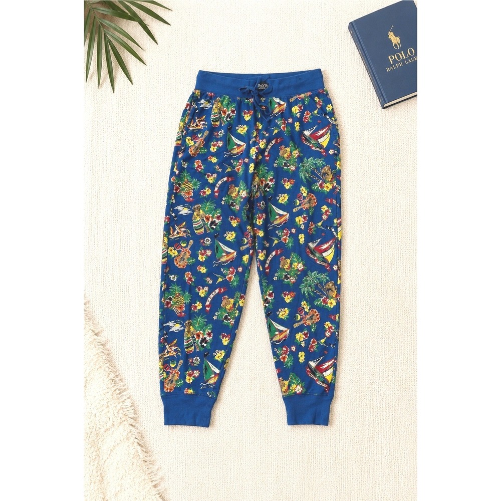 Polo Ralph Lauren Hawaiian Bear Pajama Jogger Pants Men Blue Dopamine Loungewear